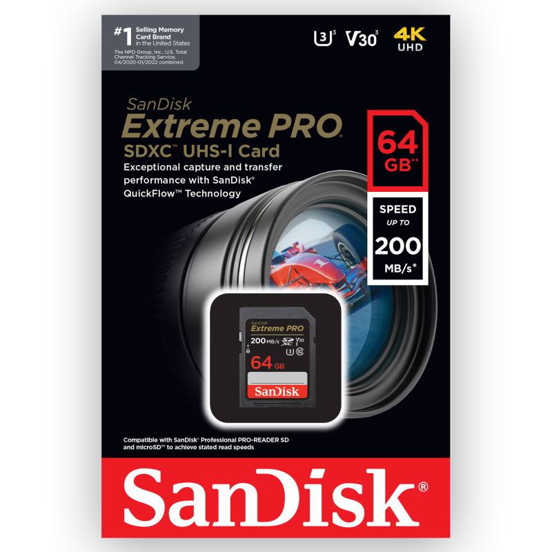 کارت حافظه Sandisk SD 64 GB 200 MB/S (1330x) کارت حافظه Sandisk SD 64 GB 200 MB/S (1330x)