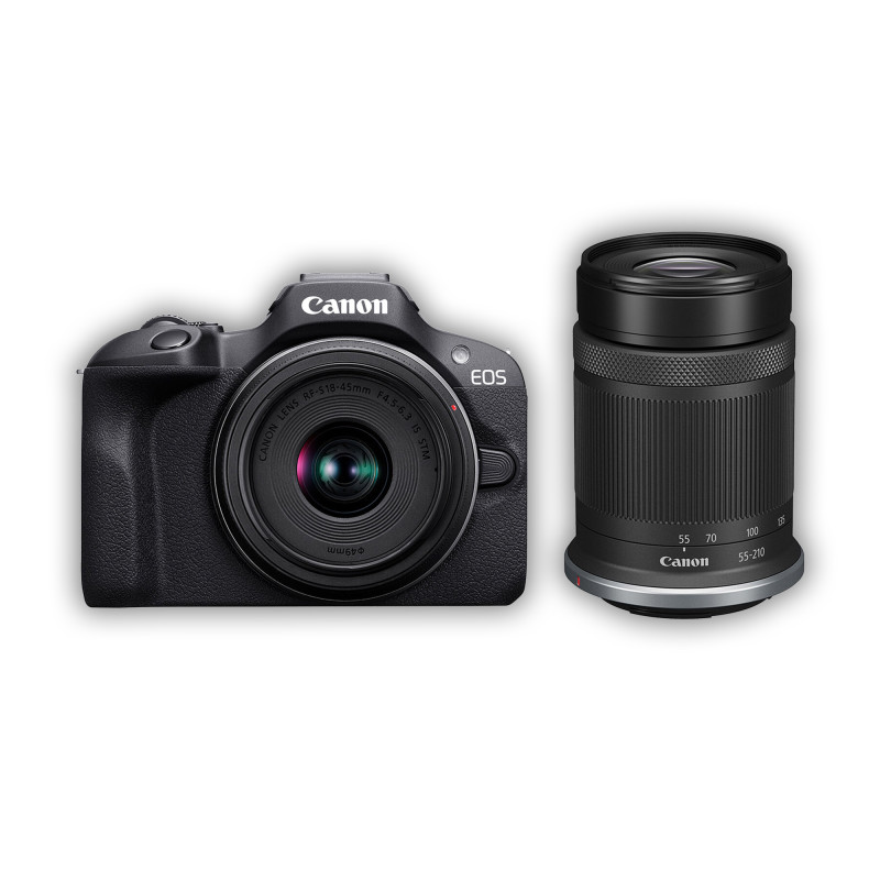 دوربین بدون آینه Canon EOS R100 بهمراه لنزهای 45-18 و 210-55 میلیمتر